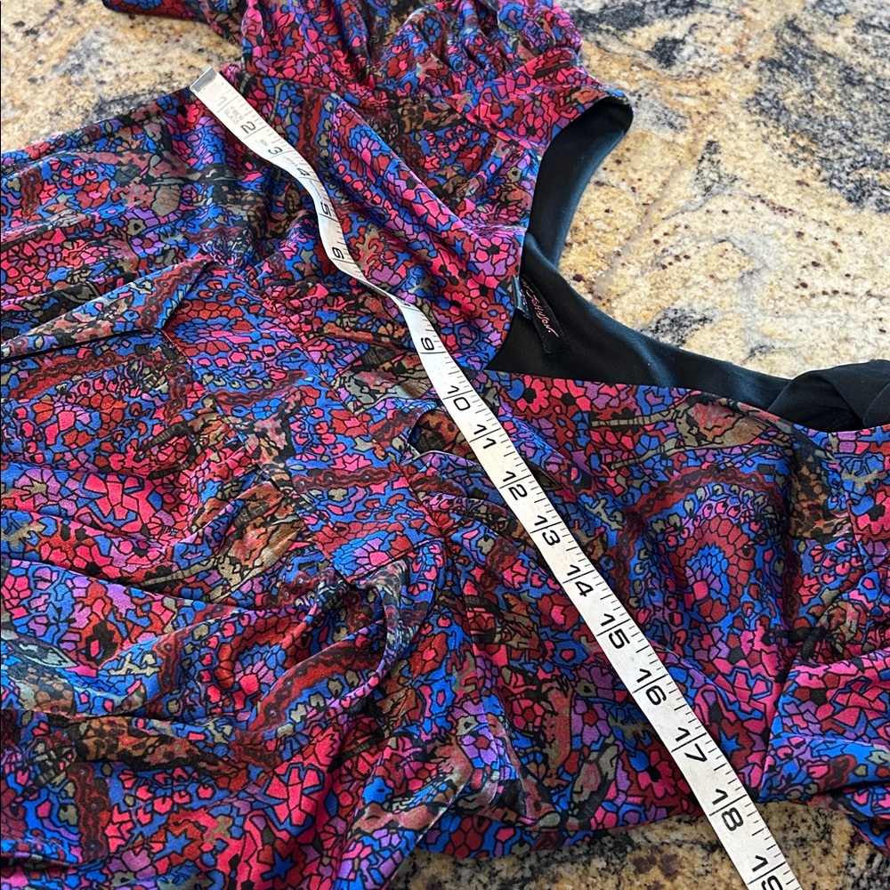 Vintage Betsy Johnson floral stain glass wrap dress - Picture 7 of 11